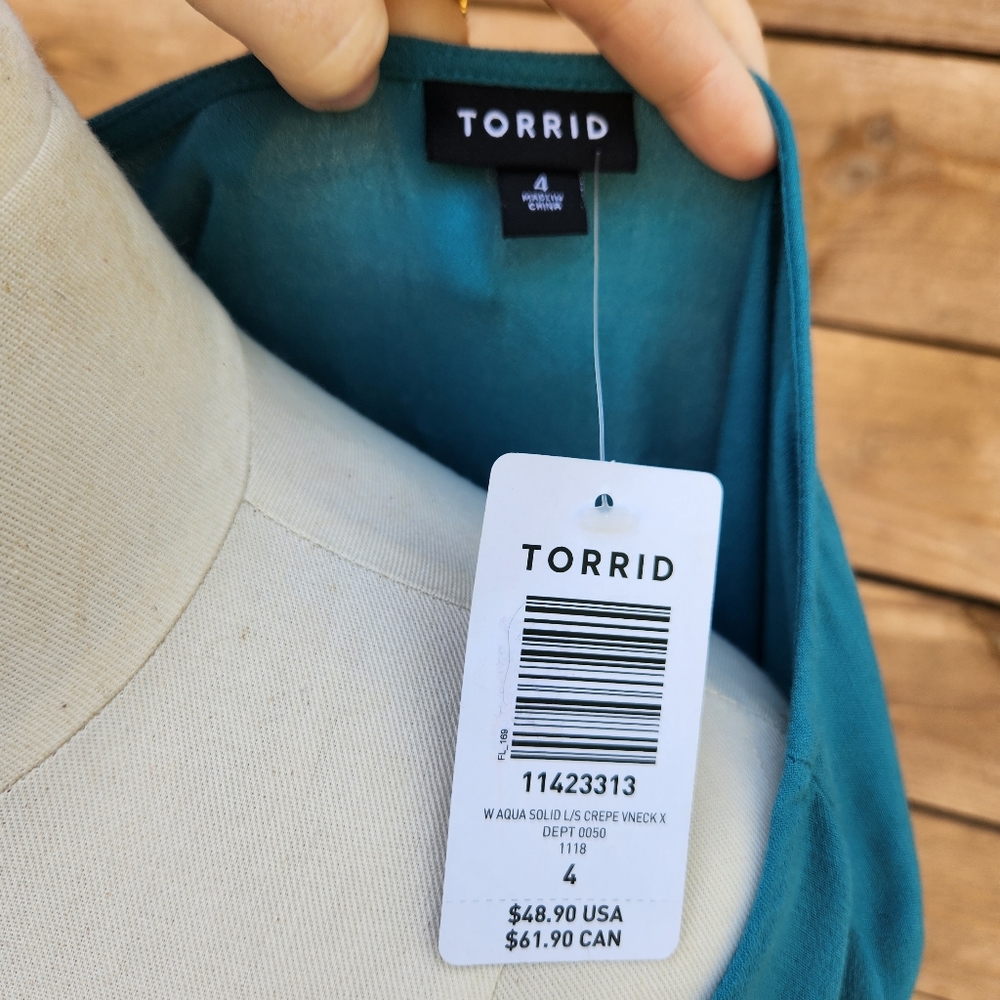 🔥 Torrid Teal Blouse - Picture 9 of 9